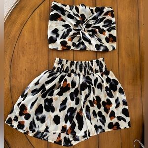 Cheetah Tube Top and Shorts Set